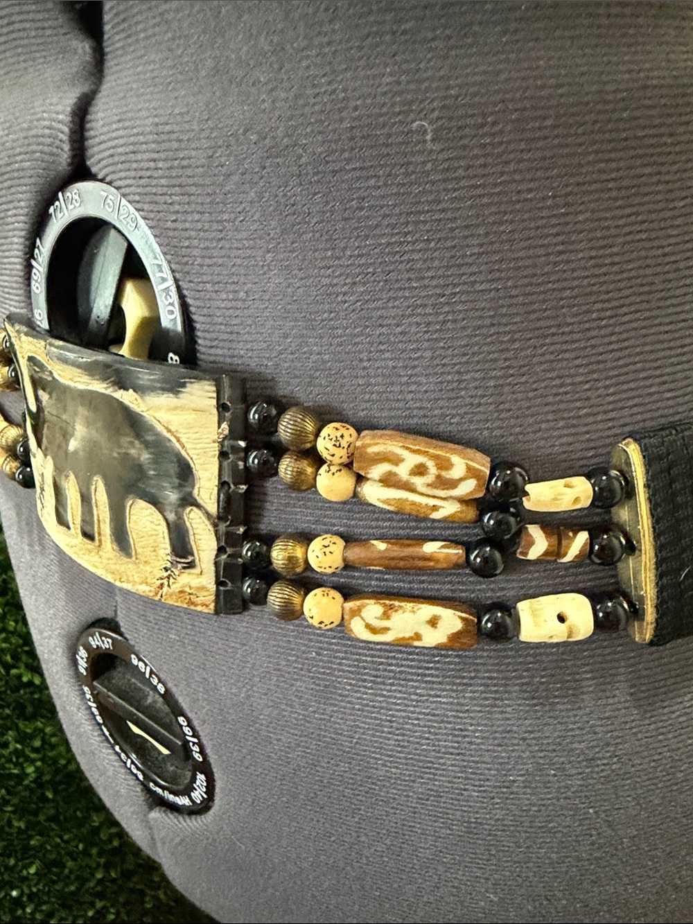 Handcrafted Elephant Wooden Bead Waist Belt - Black & Brown - Picture 2 of 7